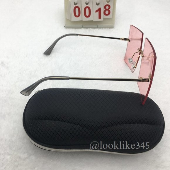 Luxury Rimless Rectangle Slim Rectangle Sunglasses - Picture 2 of 4